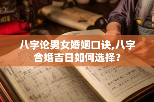 八字论男女婚姻口诀,八字合婚吉日如何选择？