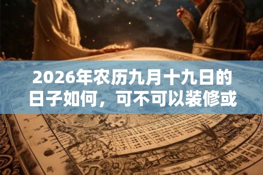 2026年农历九月十九日的日子如何，可不可以装修或动土？