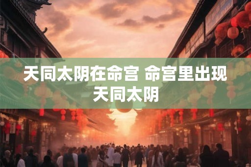 天同太阴在命宫 命宫里出现天同太阴