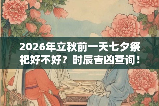 2026年立秋前一天七夕祭祀好不好?时辰吉凶查询! 2026年立秋前一天七夕祭祀好不好?时辰吉凶查询!