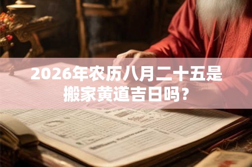 2026年农历八月二十五是搬家黄道吉日吗？