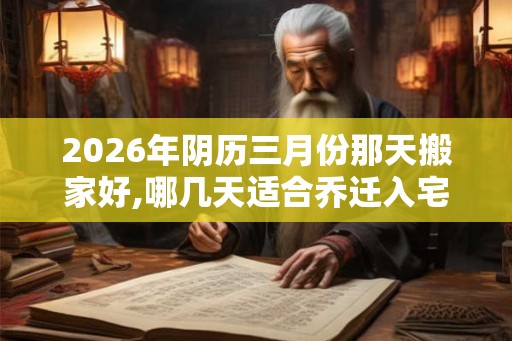 2026年阴历三月份那天搬家好,哪几天适合乔迁入宅