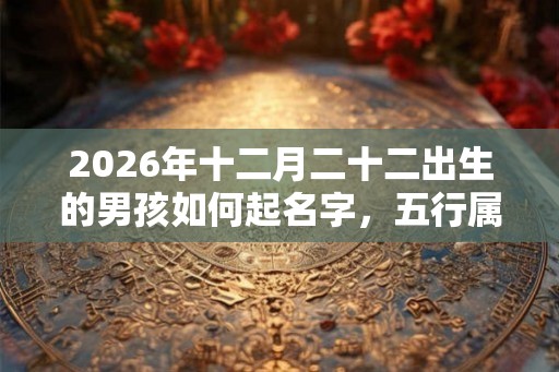 2026年十二月二十二出生的男孩如何起名字，五行属什么