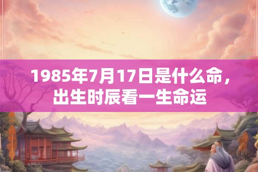 1985年7月17日是什么命，出生时辰看一生命运