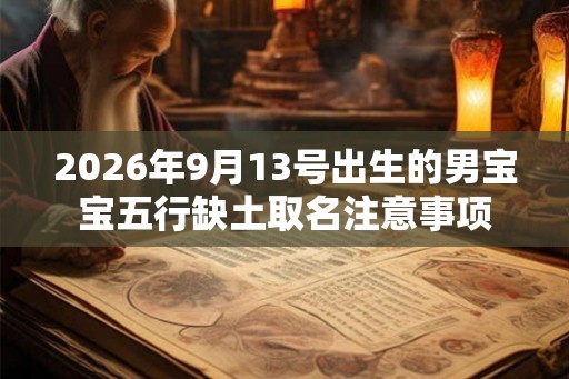 2026年9月13号出生的男宝宝五行缺土取名注意事项