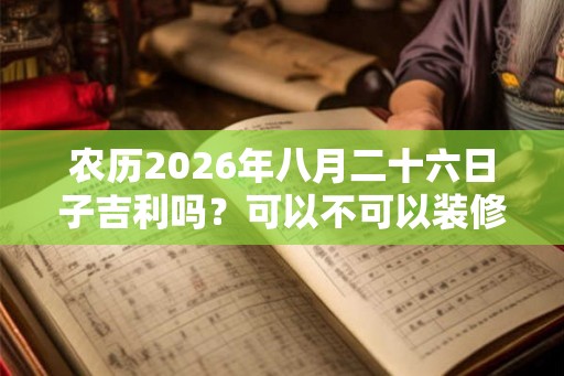 农历2026年八月二十六日子吉利吗？可以不可以装修动土？