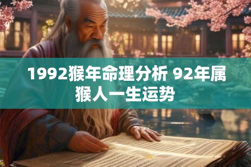 1992猴年命理分析 92年属猴人一生运势