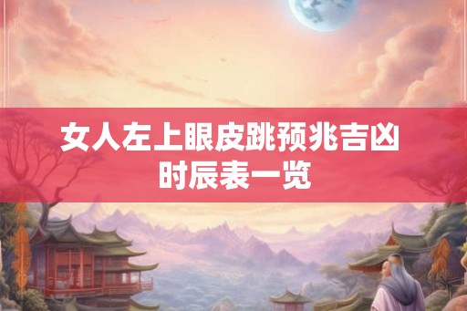 女人左上眼皮跳预兆吉凶 时辰表一览