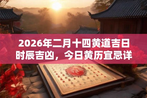 2026年二月十四黄道吉日时辰吉凶，今日黄历宜忌详解