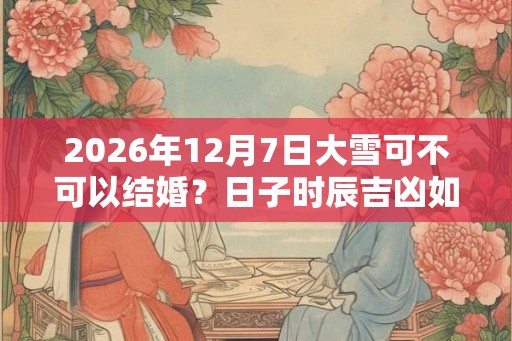 2026年12月7日大雪可不可以结婚？日子时辰吉凶如何？