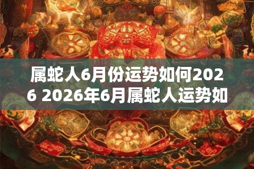 属蛇人6月份运势如何2026 2026年6月属蛇人运势如何