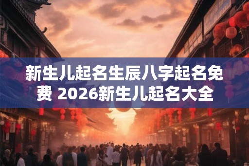 新生儿起名生辰八字起名免费 2026新生儿起名大全