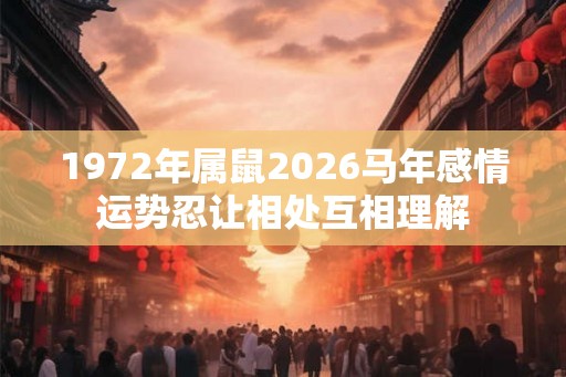 1972年属鼠2026马年感情运势忍让相处互相理解
