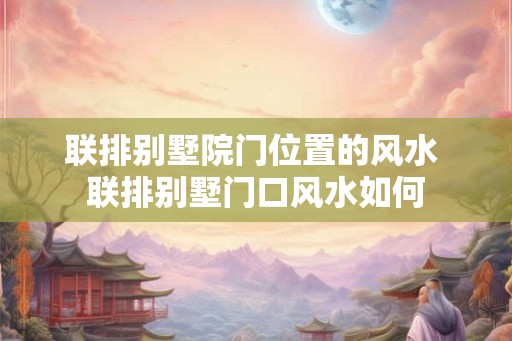 联排别墅院门位置的风水 联排别墅门口风水如何