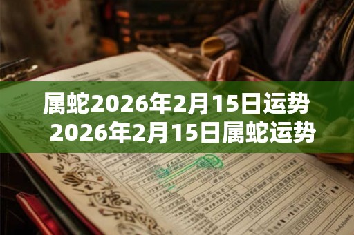 属蛇2026年2月15日运势  2026年2月15日属蛇运势详解