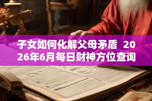 子女如何化解父母矛盾  2026年6月每日财神方位查询表
