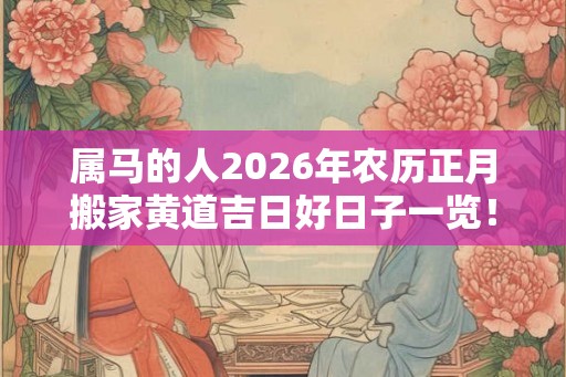 属马的人2026年农历正月搬家黄道吉日好日子一览！