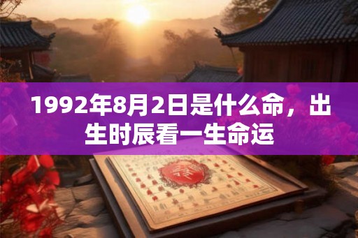 1992年8月2日是什么命，出生时辰看一生命运