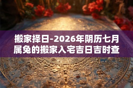 搬家择日-2026年阴历七月属兔的搬家入宅吉日吉时查询 搬家择日-2026年阴历七月属兔的搬家入宅吉日吉时查询