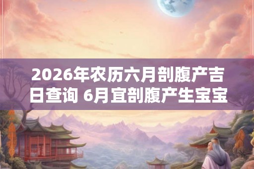 2026年农历六月剖腹产吉日查询 6月宜剖腹产生宝宝的黄道吉日