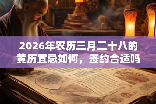 2026年农历三月二十八的黄历宜忌如何，签约合适吗？