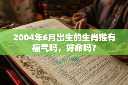 2004年6月出生的生肖猴有福气吗，好命吗？