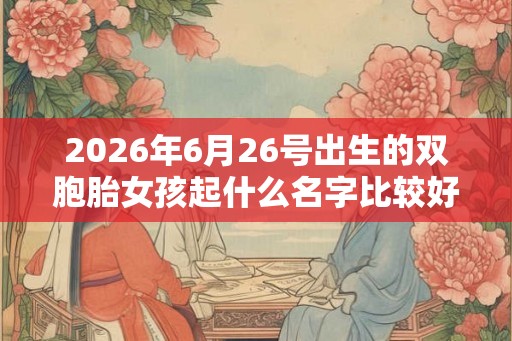 2026年6月26号出生的双胞胎女孩起什么名字比较好，五行属什么？