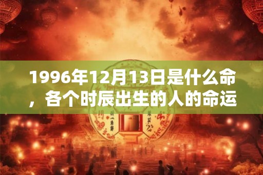 1996年12月13日是什么命，各个时辰出生的人的命运