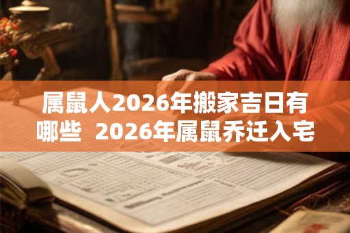 属鼠人2026年搬家吉日有哪些  2026年属鼠乔迁入宅的黄道吉日