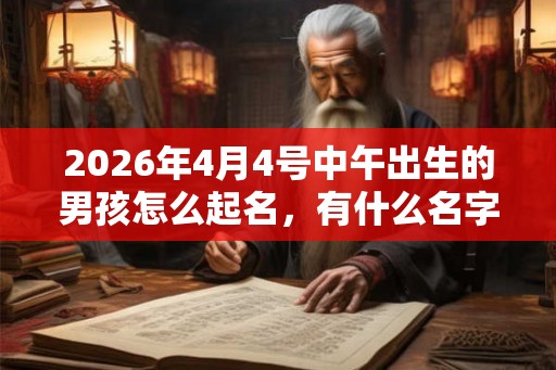 2026年4月4号中午出生的男孩怎么起名，有什么名字推荐？