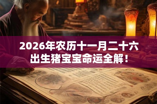 2026年农历十一月二十六出生猪宝宝命运全解！