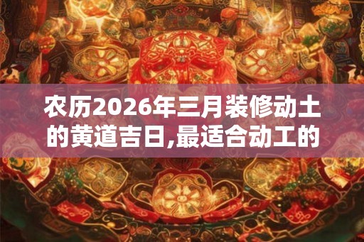 农历2026年三月装修动土的黄道吉日,最适合动工的吉利时辰