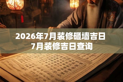 2026年7月装修砸墙吉日 7月装修吉日查询