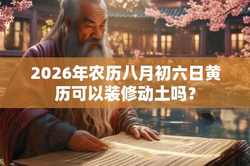 2026年农历八月初六日黄历可以装修动土吗？