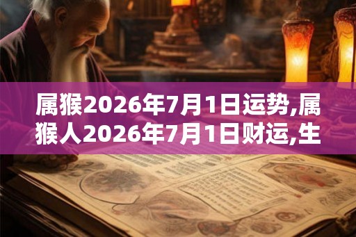 属猴2026年7月1日运势,属猴人2026年7月1日财运,生肖猴2026年7月1日运势