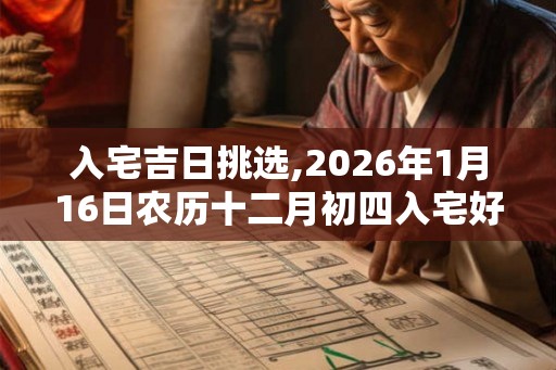 入宅吉日挑选,2026年1月16日农历十二月初四入宅好吗
