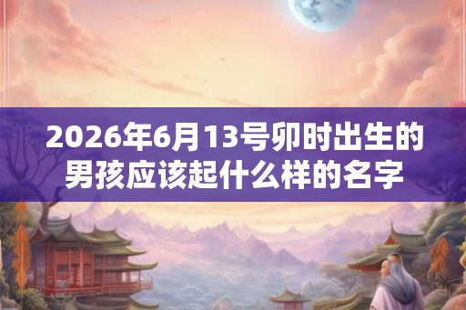 2026年6月13号卯时出生的男孩应该起什么样的名字