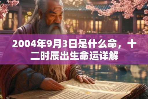 2004年9月3日是什么命，十二时辰出生命运详解