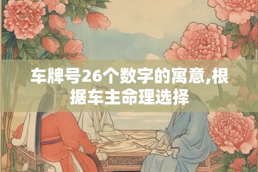 车牌号26个数字的寓意,根据车主命理选择 车牌号26个数字的寓意,根据车主命理选择