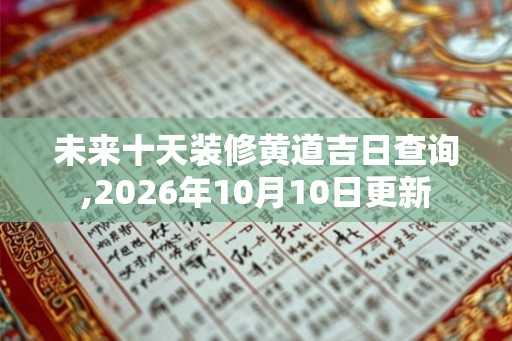 未来十天装修黄道吉日查询,2026年10月10日更新