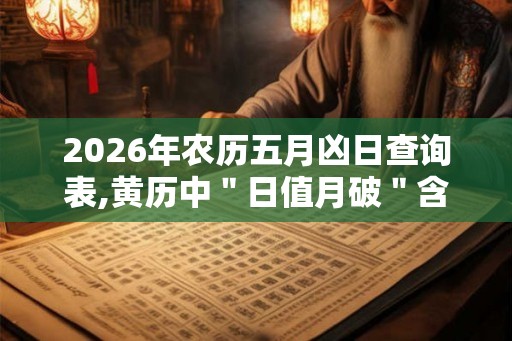 2026年农历五月凶日查询表,黄历中"日值月破"含义 2026年农历五月凶日查询表,黄历中"日值月破"含义