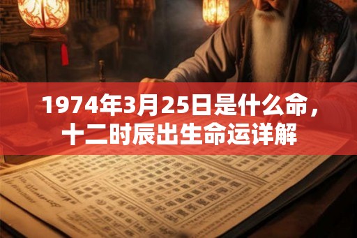 1974年3月25日是什么命，十二时辰出生命运详解