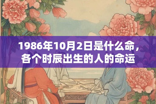 1986年10月2日是什么命，各个时辰出生的人的命运