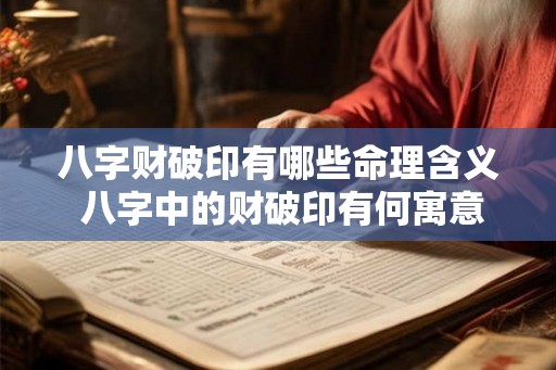 八字财破印有哪些命理含义 八字中的财破印有何寓意 八字财破印有哪些命理含义 八字中的财破印有何寓意