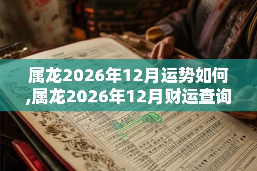 属龙2026年12月运势如何,属龙2026年12月财运查询 属龙2026年12月运势如何,属龙2026年12月财运查询
