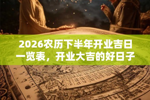 2026农历下半年开业吉日一览表，开业大吉的好日子