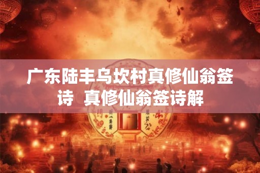 广东陆丰乌坎村真修仙翁签诗  真修仙翁签诗解