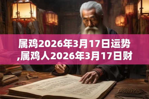 属鸡2026年3月17日运势,属鸡人2026年3月17日财运,生肖鸡2026年3月17日运势
