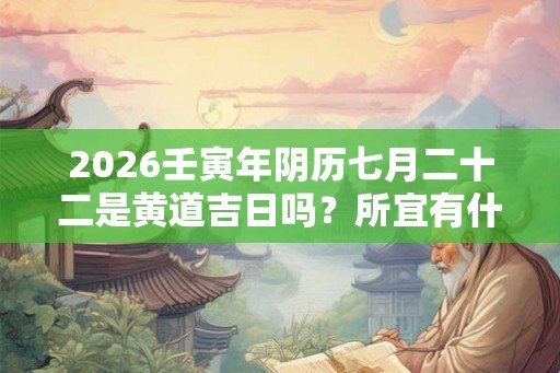 2026壬寅年阴历七月二十二是黄道吉日吗？所宜有什么