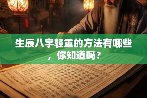 生辰八字轻重的方法有哪些，你知道吗？